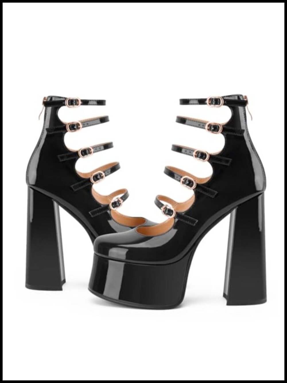 Women's Ankle Boots Chunky Platform Heels Mary Jane Goth Boots Block Heel - Picture 4 of 6